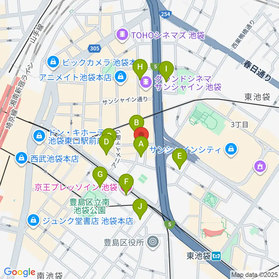 スタジオペンタ池袋ハンズサイド周辺のホテル一覧地図