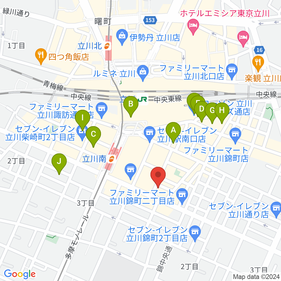 スタジオペンタ立川店周辺のホテル一覧地図