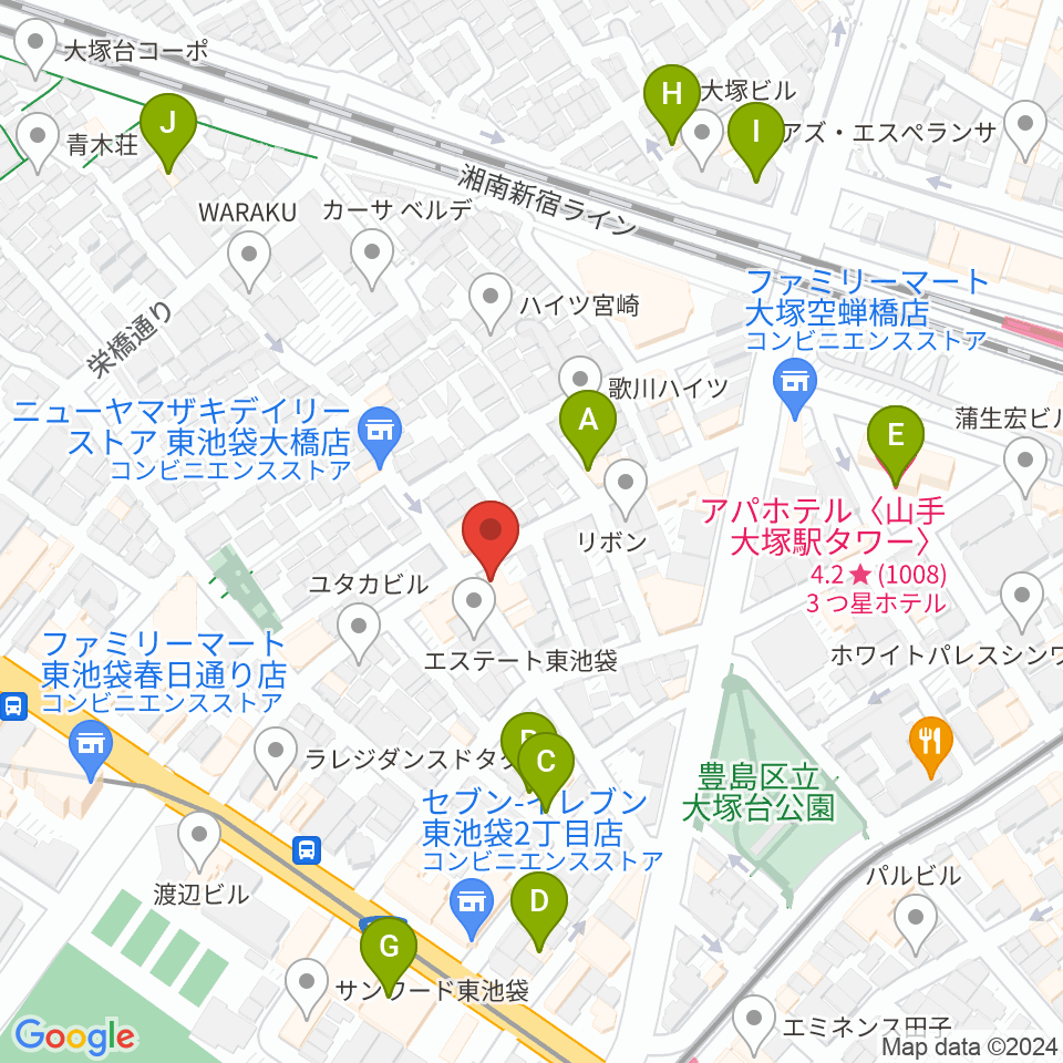 スタジオペンタ大塚店周辺のホテル一覧地図