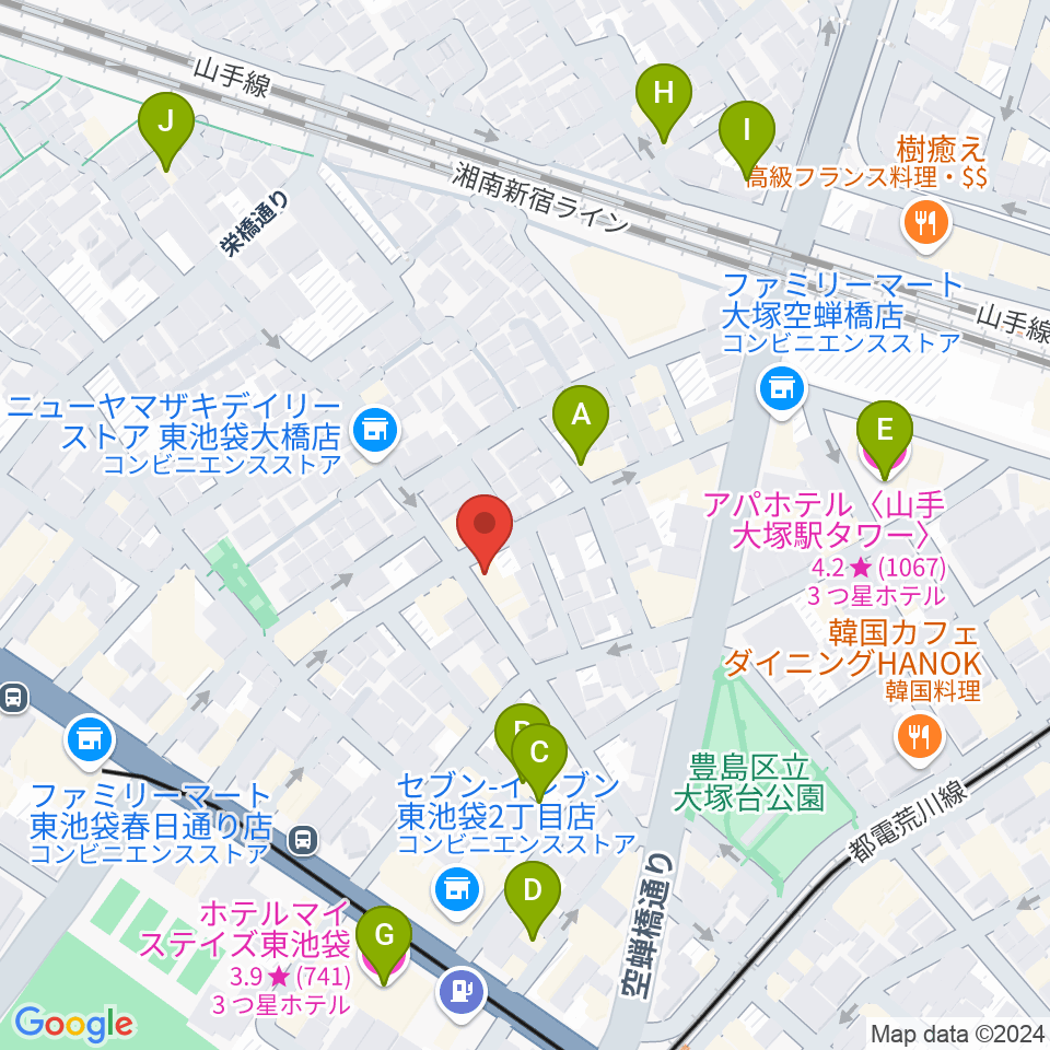 スタジオペンタ大塚店周辺のホテル一覧地図