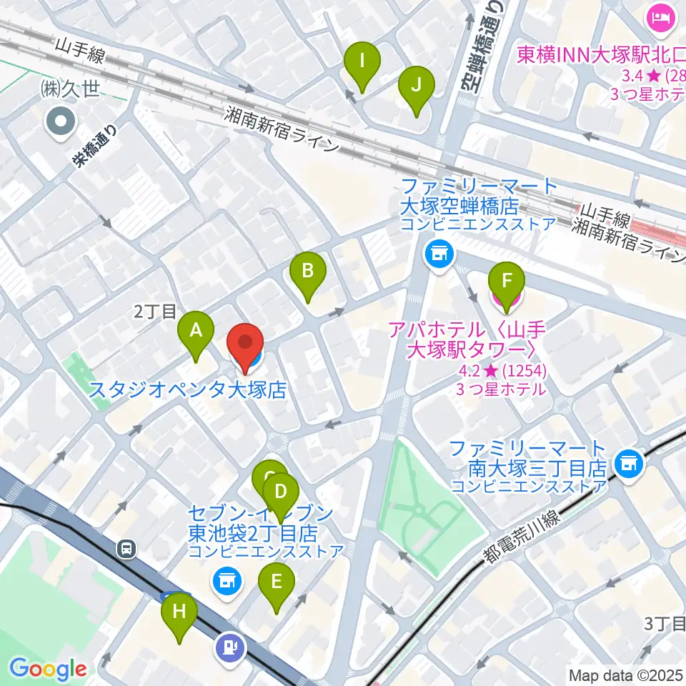 スタジオペンタ大塚店周辺のホテル一覧地図