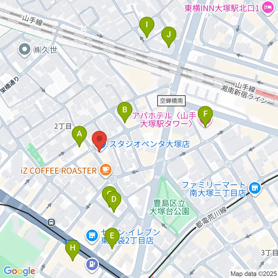 スタジオペンタ大塚店周辺のホテル一覧地図
