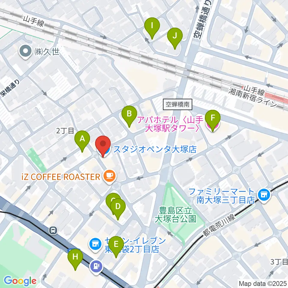 スタジオペンタ大塚店周辺のホテル一覧地図