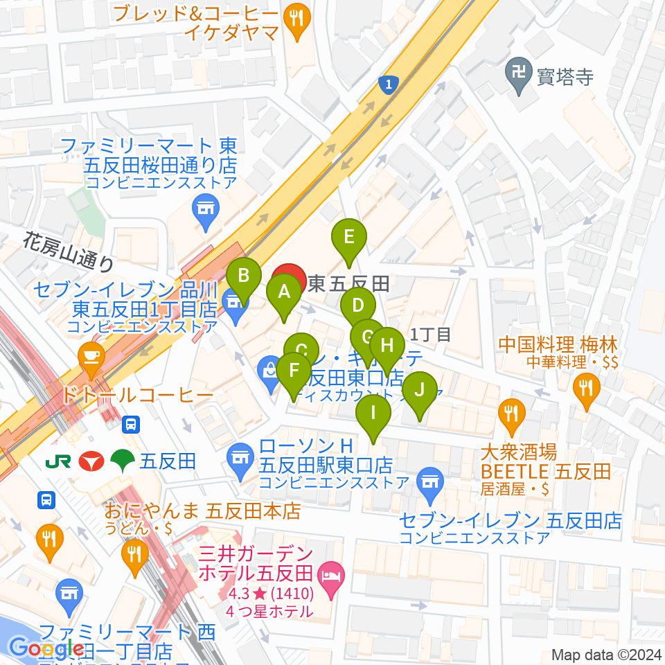 スタジオペンタ五反田店周辺のホテル一覧地図