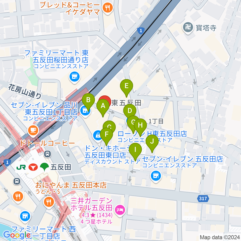 スタジオペンタ五反田店周辺のホテル一覧地図