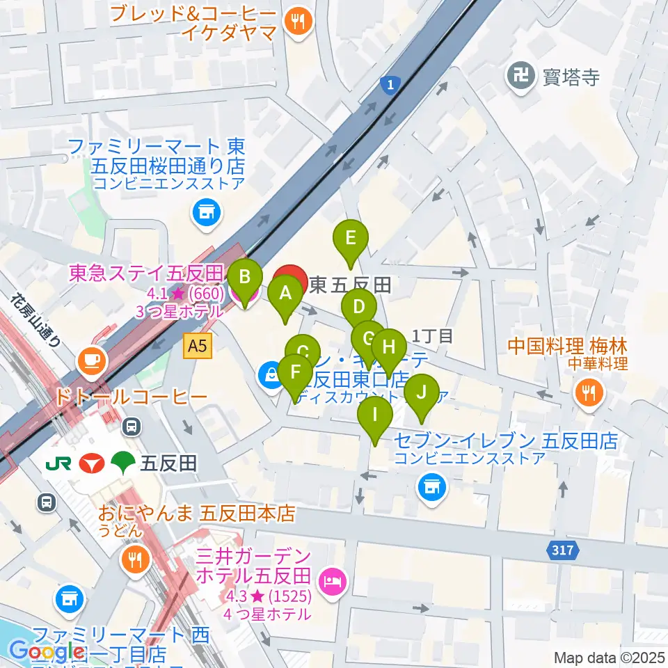 スタジオペンタ五反田店周辺のホテル一覧地図