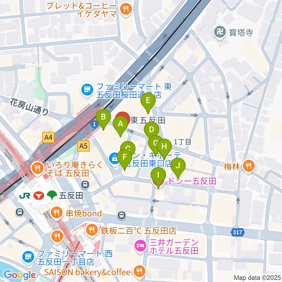 スタジオペンタ五反田店周辺のホテル一覧地図
