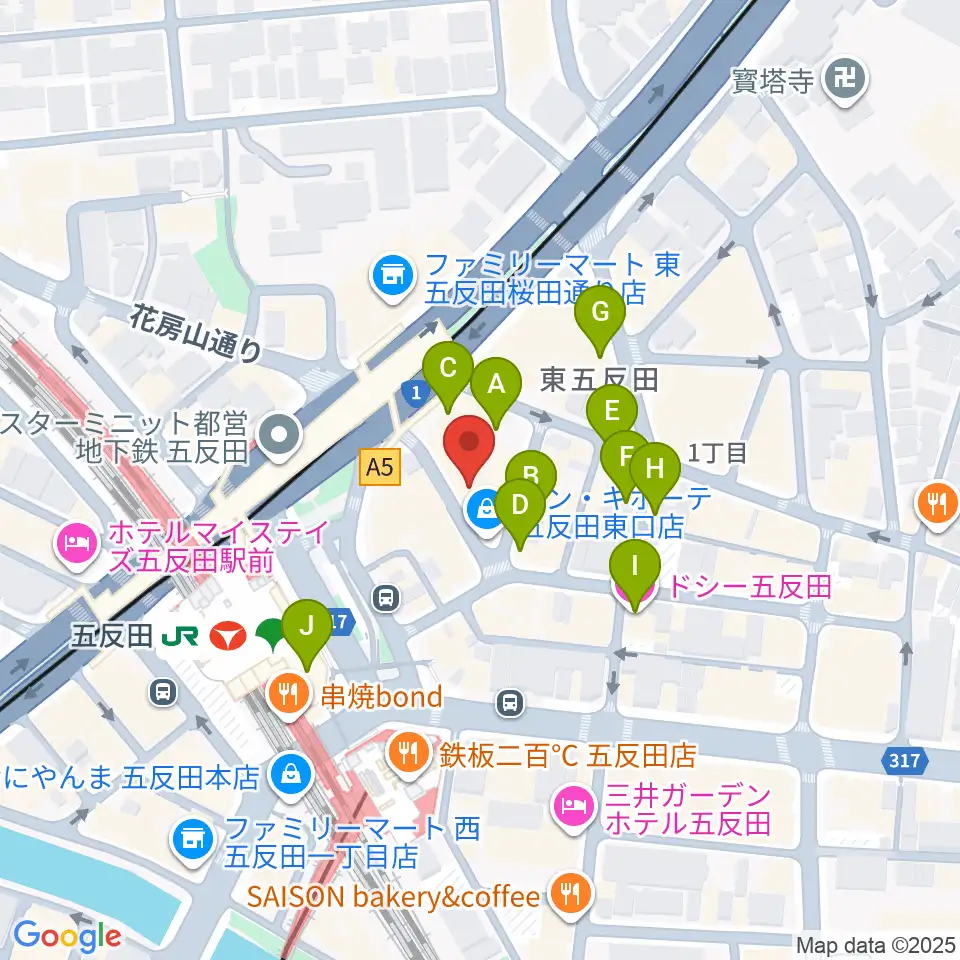 スタジオペンタ五反田店周辺のホテル一覧地図