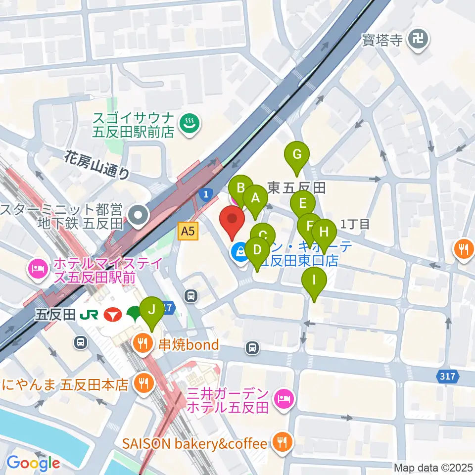 スタジオペンタ五反田店周辺のホテル一覧地図