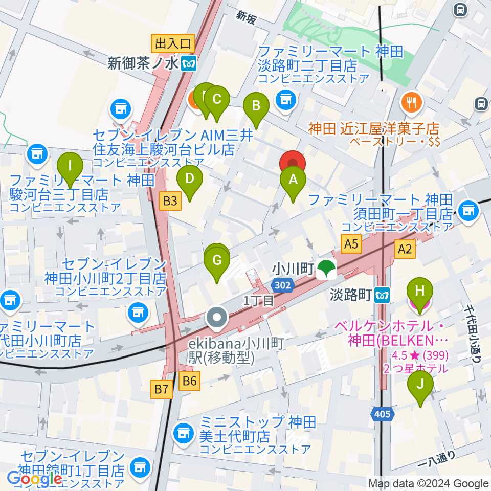 MUSIC JOY神田周辺のホテル一覧地図