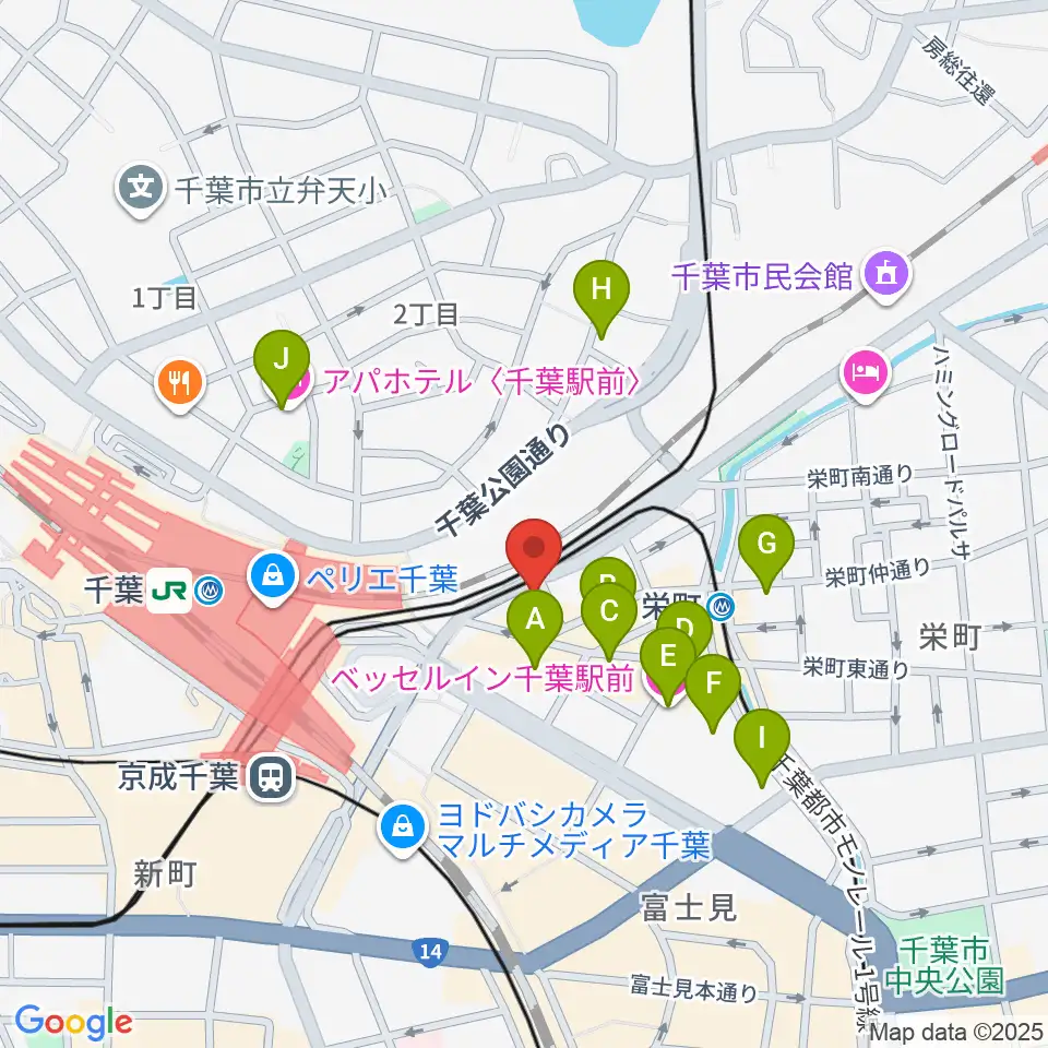 スタジオペンタ千葉駅前店周辺のホテル一覧地図