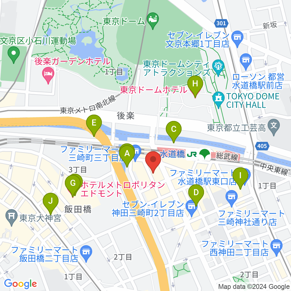 スタジオノード水道橋周辺のホテル一覧地図