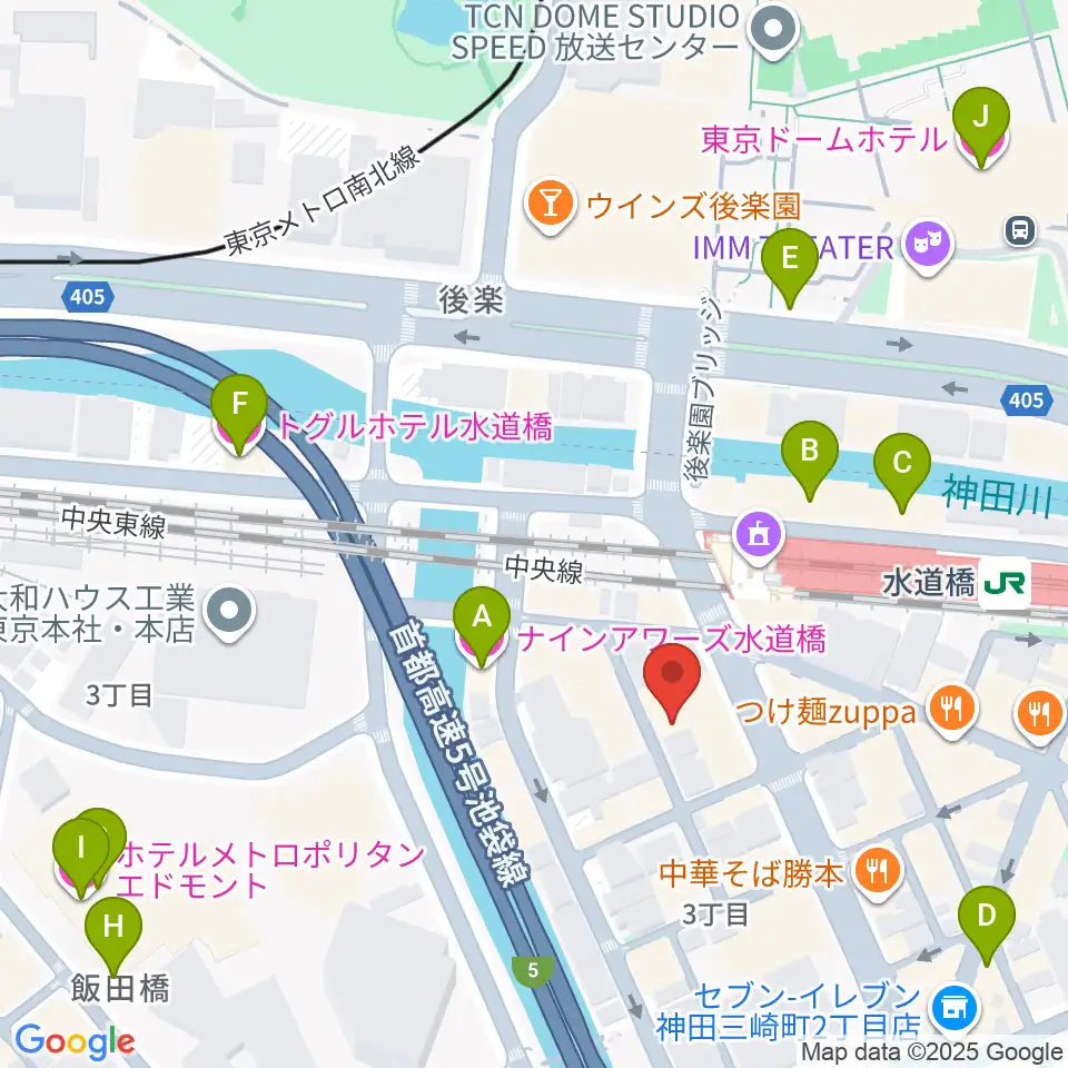 スタジオノード水道橋周辺のホテル一覧地図