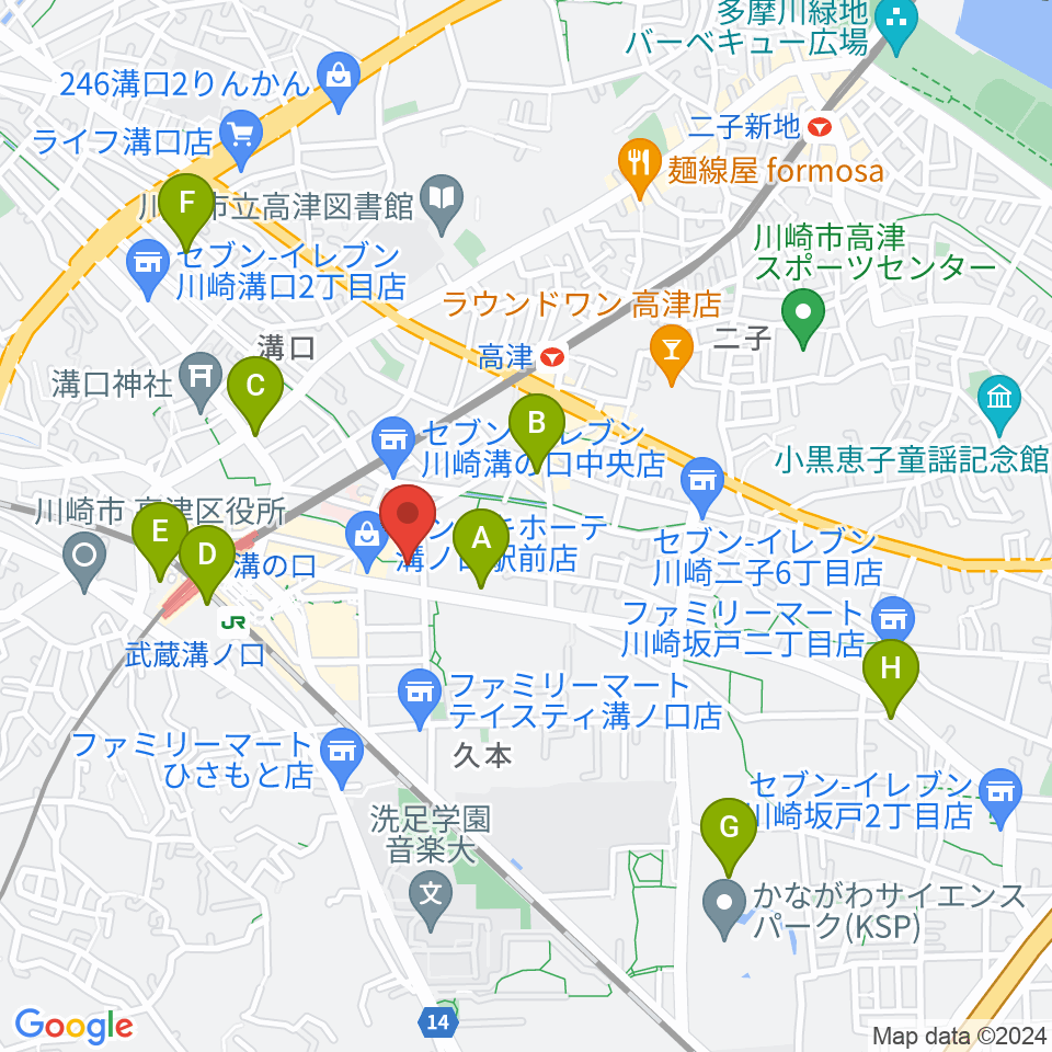 スタジオノード溝の口店周辺のホテル一覧地図