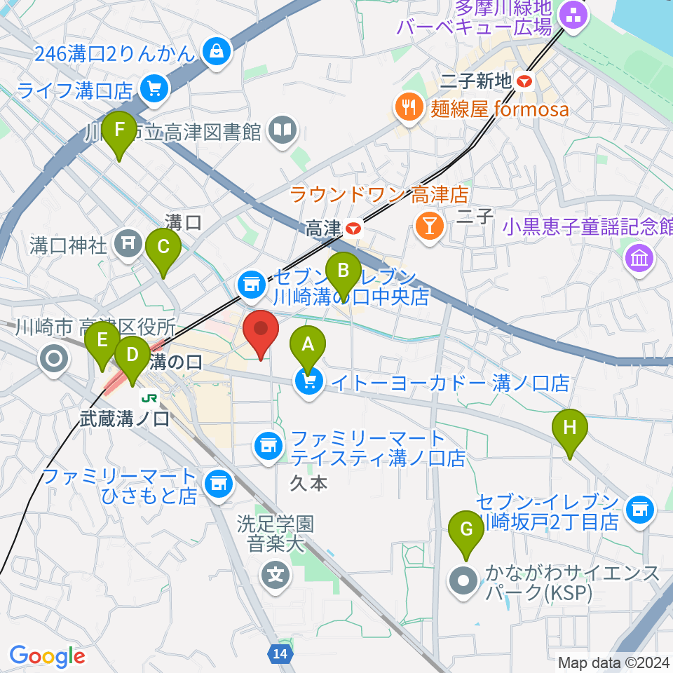 スタジオノード溝の口店周辺のホテル一覧地図