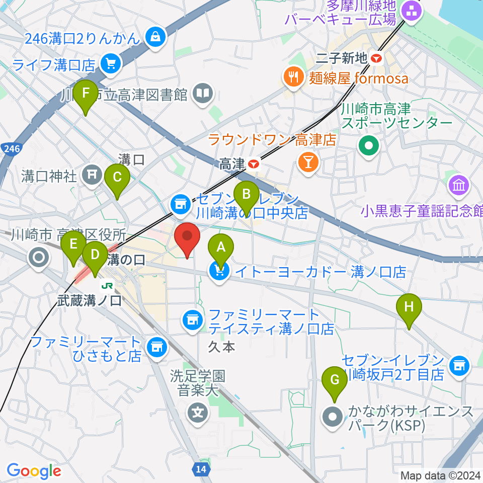 スタジオノード溝の口店周辺のホテル一覧地図