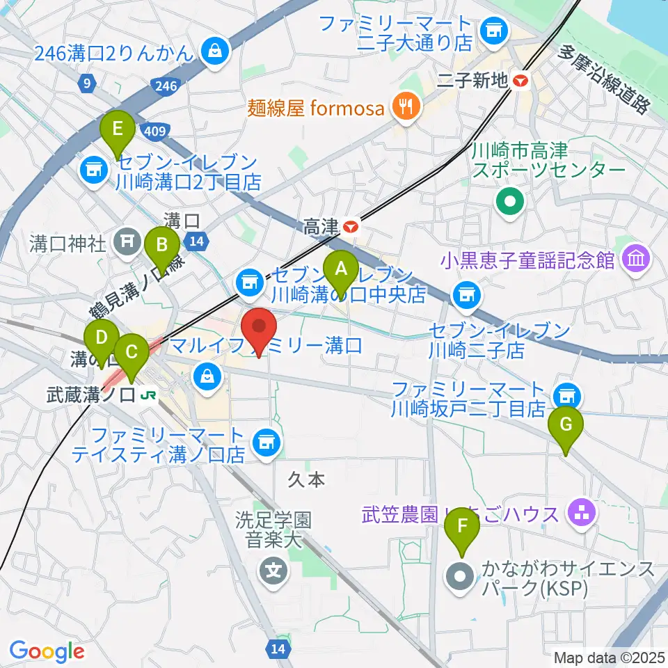 スタジオノード溝の口店周辺のホテル一覧地図