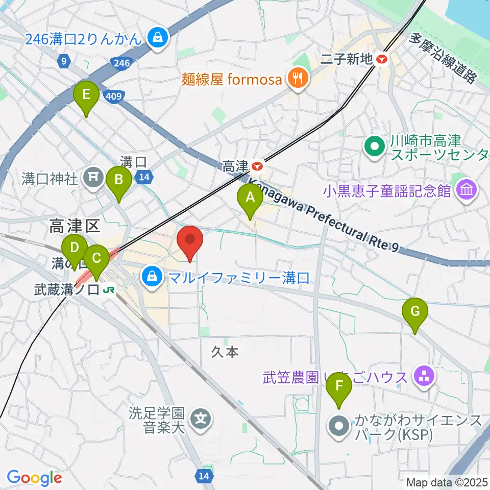 スタジオノード溝の口店周辺のホテル一覧地図