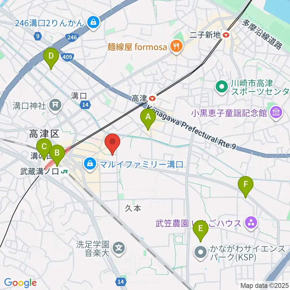 スタジオノード溝の口店周辺のホテル一覧地図
