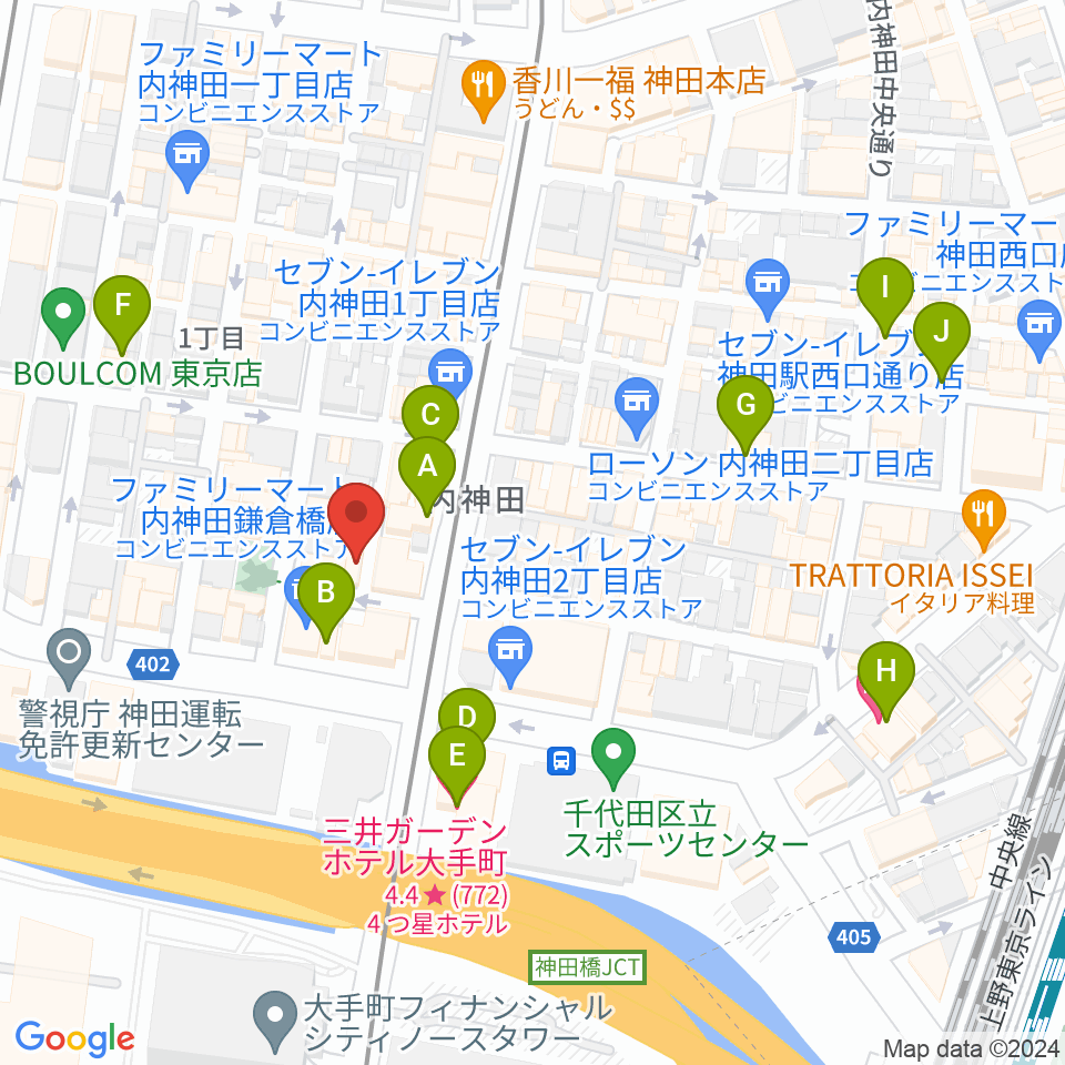 HMVP大手町スタジオ周辺のホテル一覧地図