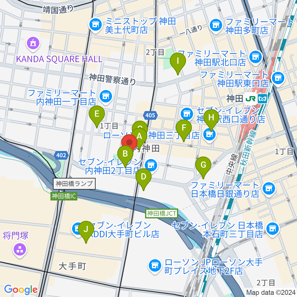 HMVP大手町スタジオ周辺のホテル一覧地図