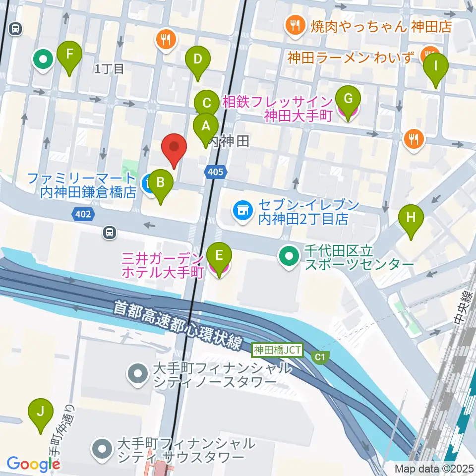 HMVP大手町スタジオ周辺のホテル一覧地図