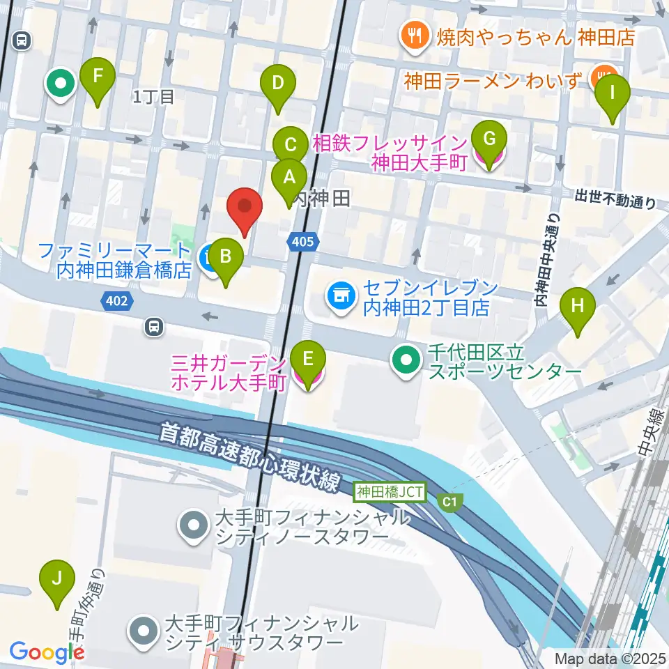 HMVP大手町スタジオ周辺のホテル一覧地図