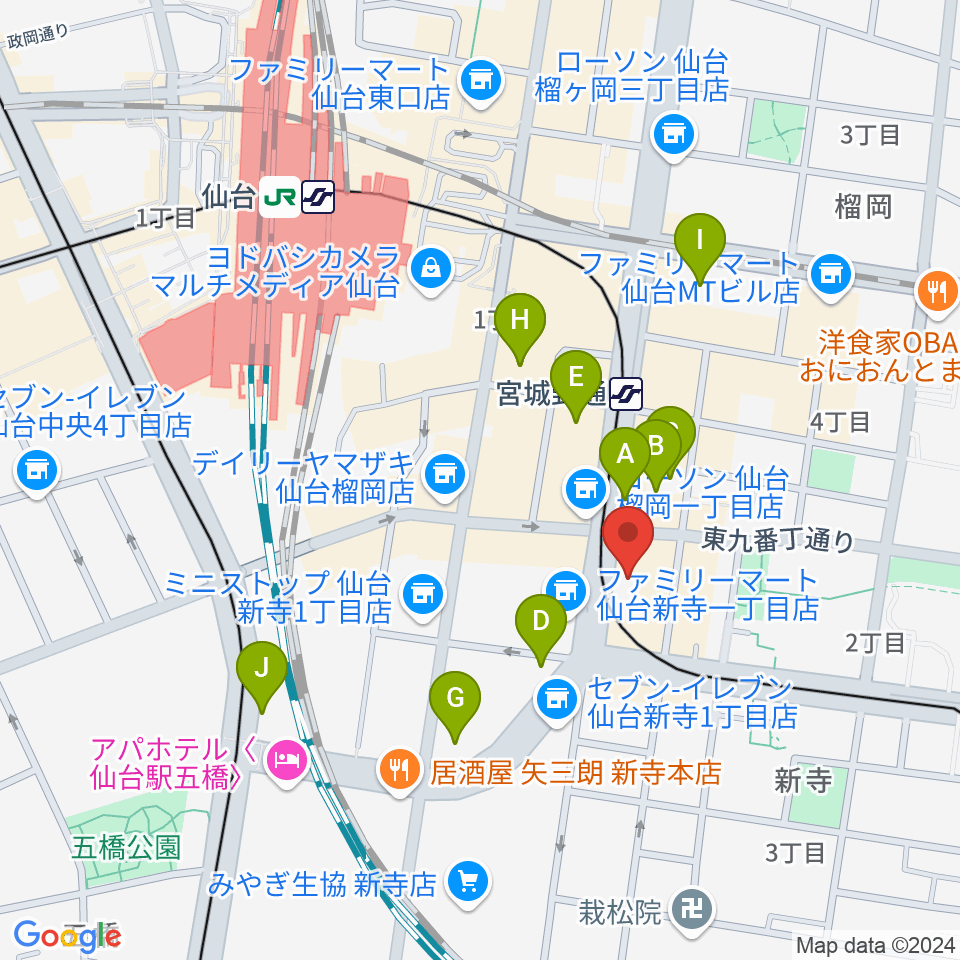 仙台スクールオブミュージック＆ダンス専門学校周辺のホテル一覧地図