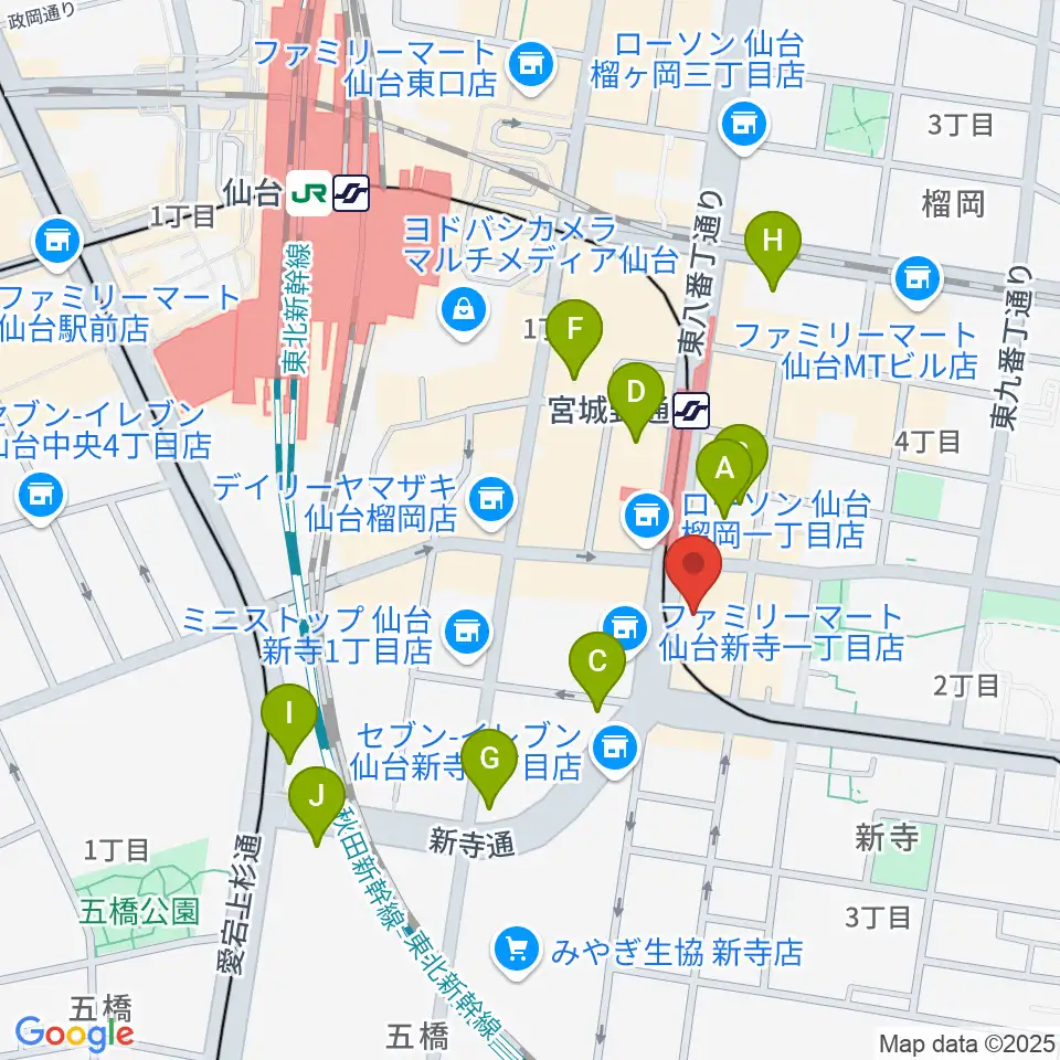 仙台スクールオブミュージック&ダンス専門学校周辺のホテル一覧地図