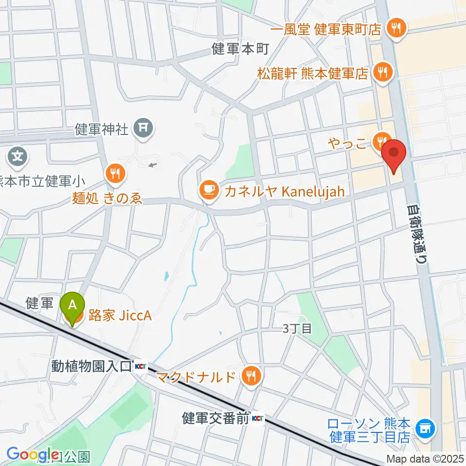 有明楽器 ピアノサービス熊本周辺のホテル一覧地図