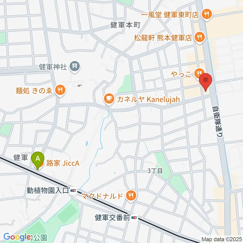 有明楽器 ピアノサービス熊本周辺のホテル一覧地図