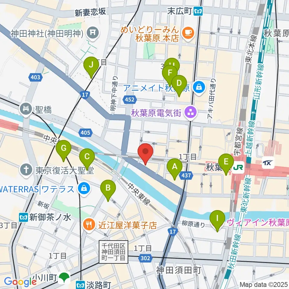 スタジオ音楽館 アキバ周辺のホテル一覧地図
