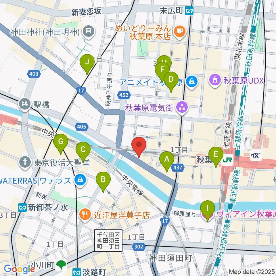 スタジオ音楽館 アキバ周辺のホテル一覧地図