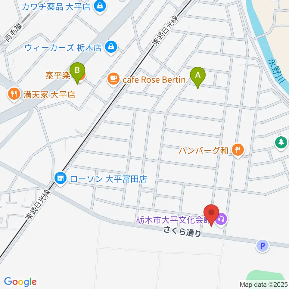 大平文化会館周辺のホテル一覧地図