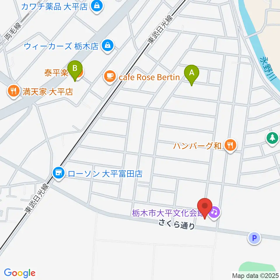 大平文化会館周辺のホテル一覧地図