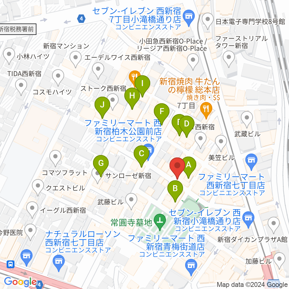 スタジオ音楽館 新宿西口店周辺のホテル一覧地図