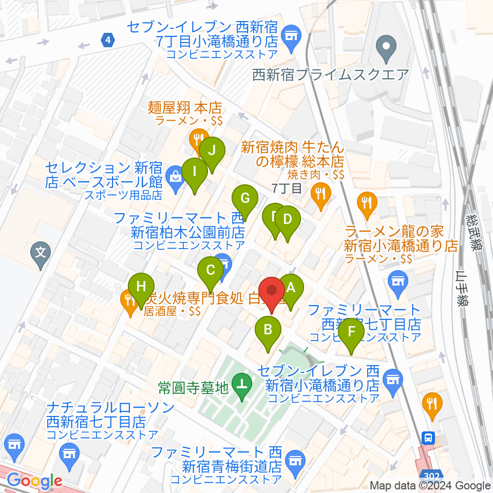 スタジオ音楽館 新宿西口店周辺のホテル一覧地図