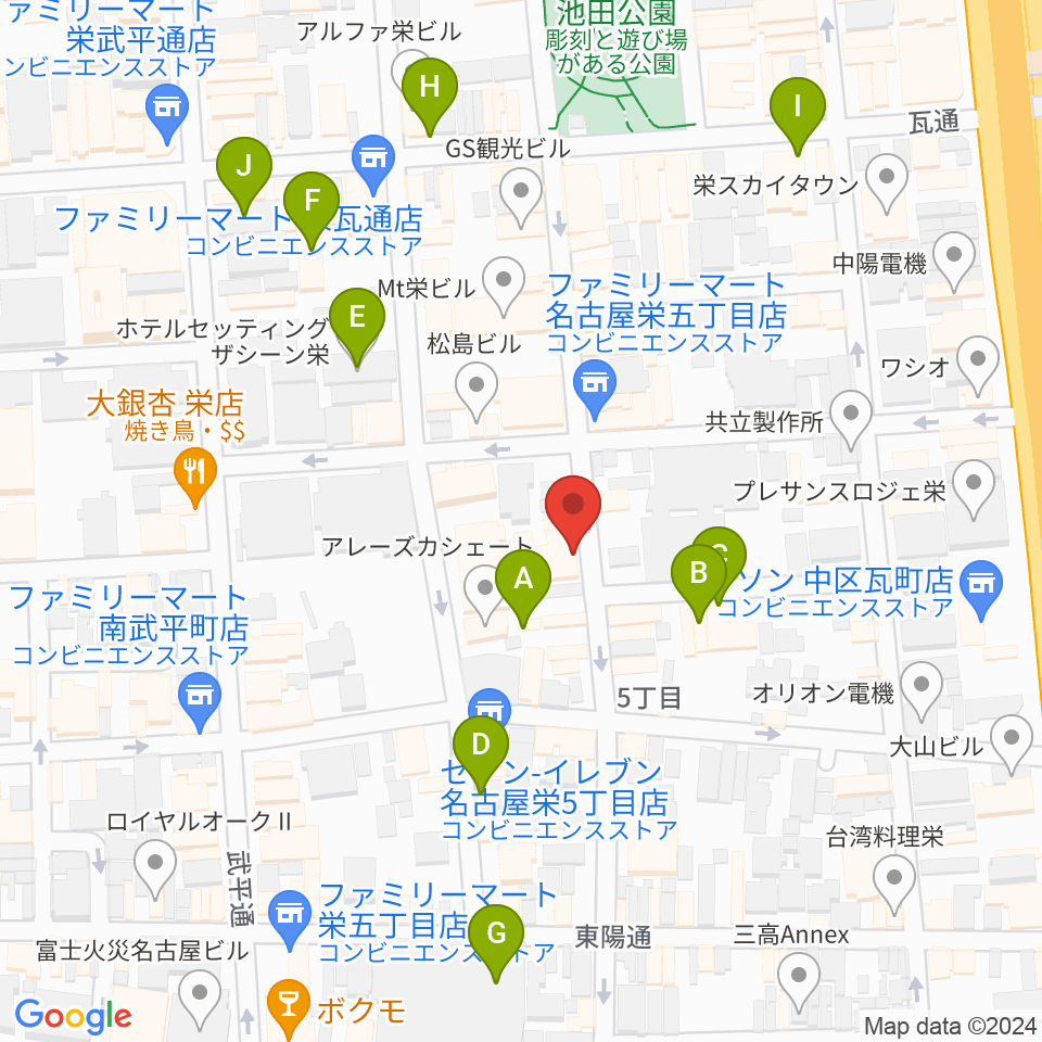 名古屋ビジュアルアーツ・アカデミー周辺のホテル一覧地図