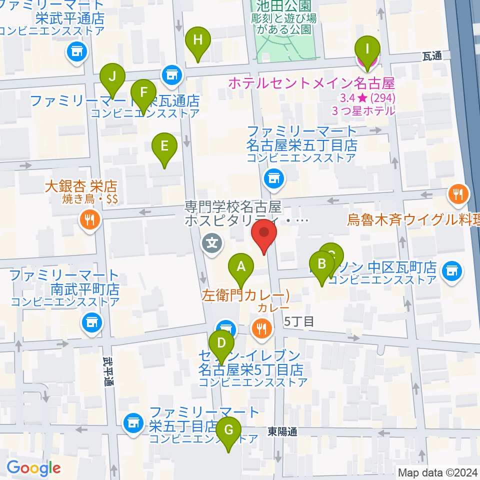 名古屋ビジュアルアーツ・アカデミー周辺のホテル一覧地図