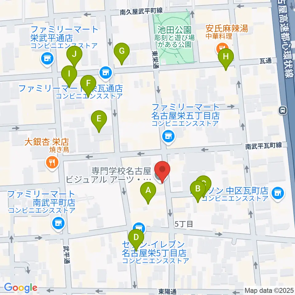 名古屋ビジュアルアーツ・アカデミー周辺のホテル一覧地図