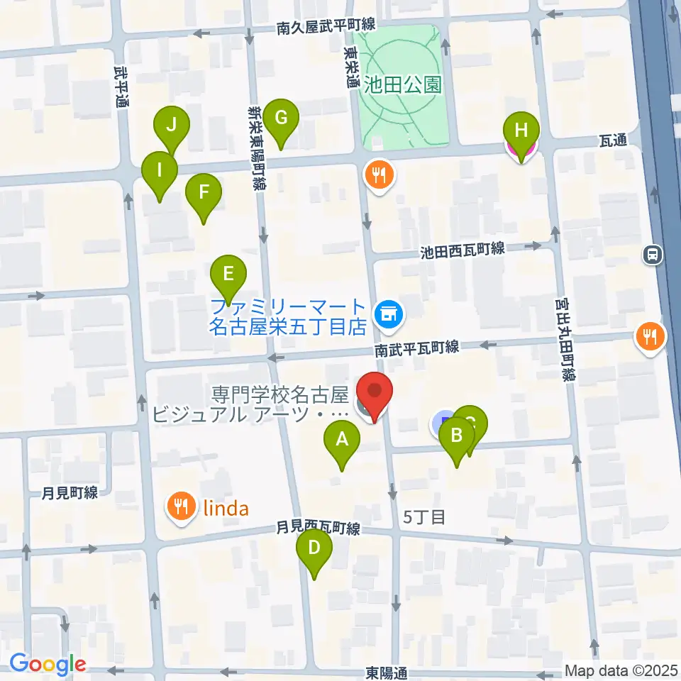 名古屋ビジュアルアーツ・アカデミー周辺のホテル一覧地図
