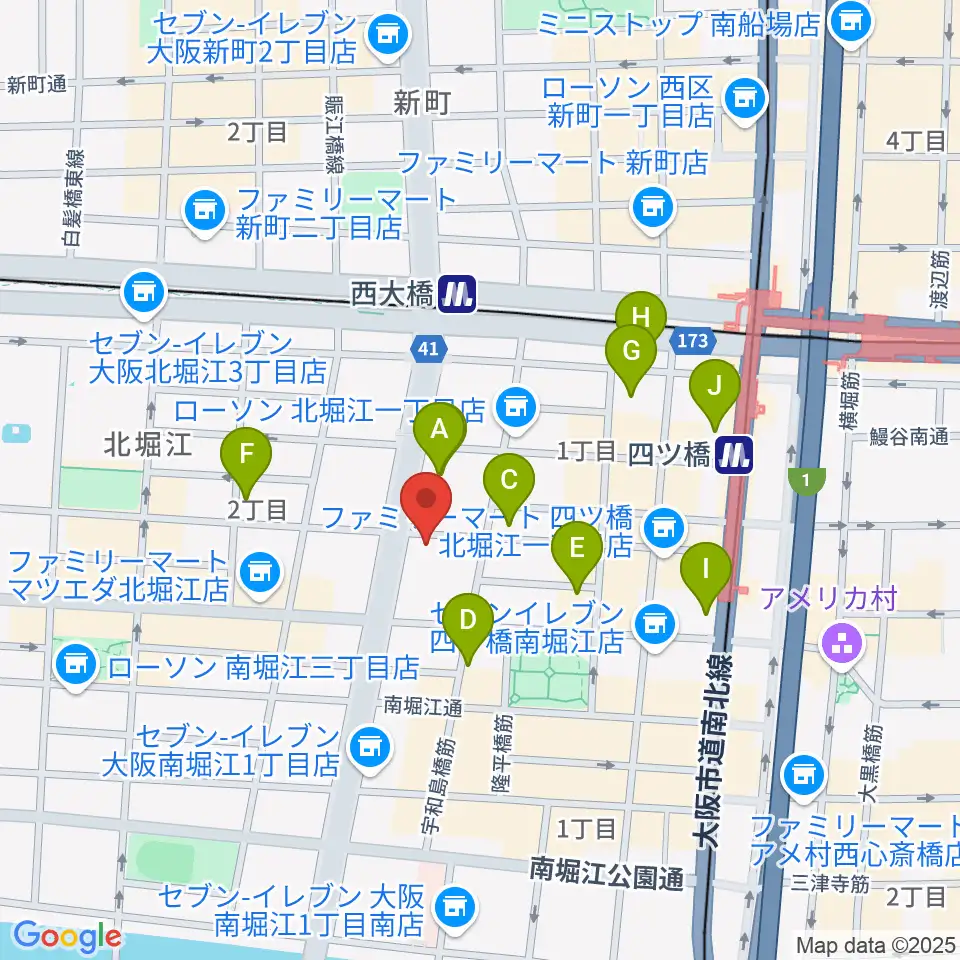 堀江Goldee周辺のホテル一覧地図