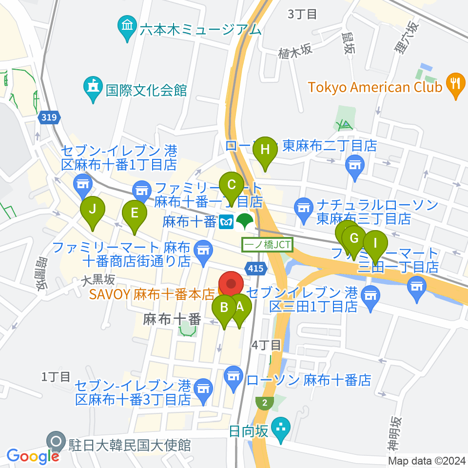 ローズマリーミュージックスクール麻布教室周辺のホテル一覧地図