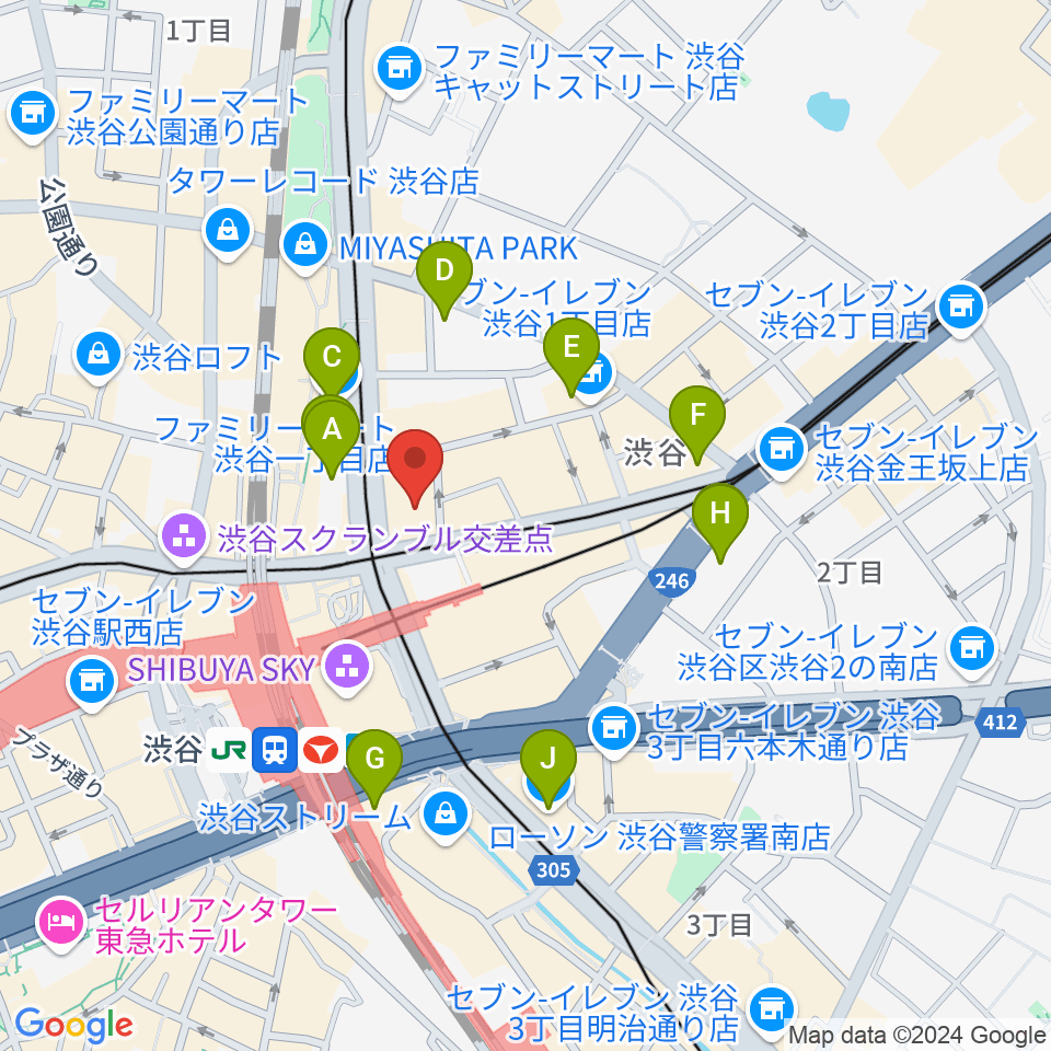 ミウラピアノスタジオ周辺のホテル一覧地図