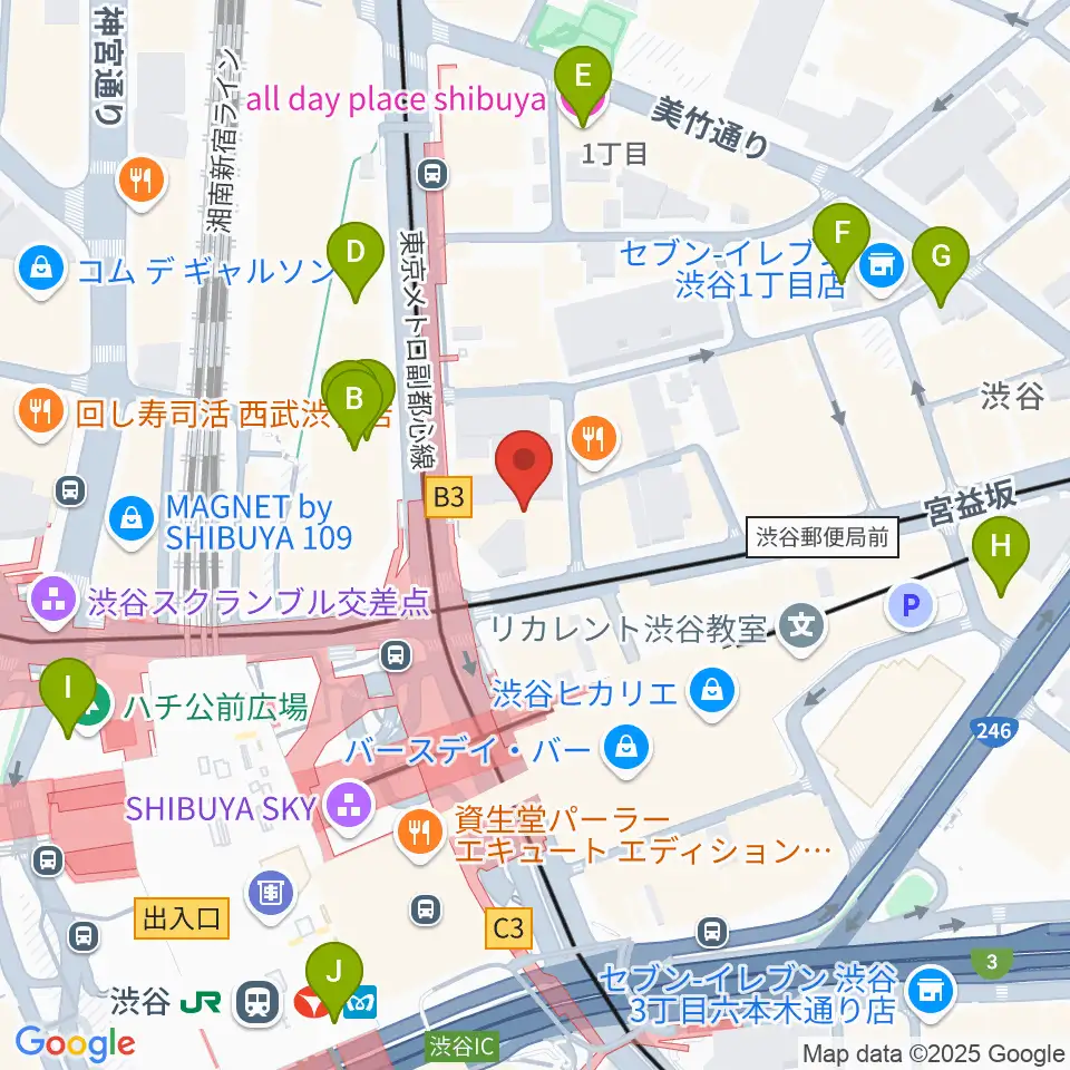 ミウラピアノスタジオ周辺のホテル一覧地図