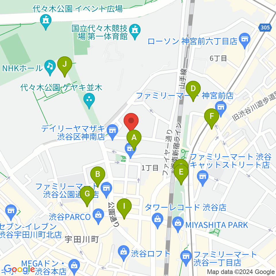 神南スタジオ周辺のホテル一覧地図