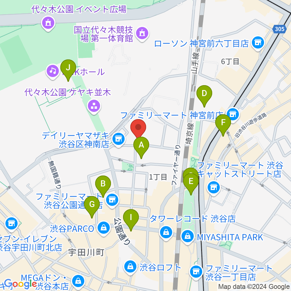 神南スタジオ周辺のホテル一覧地図