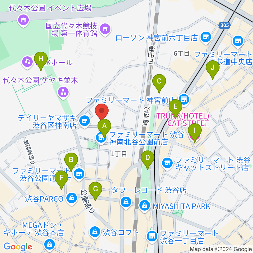 神南スタジオ周辺のホテル一覧地図