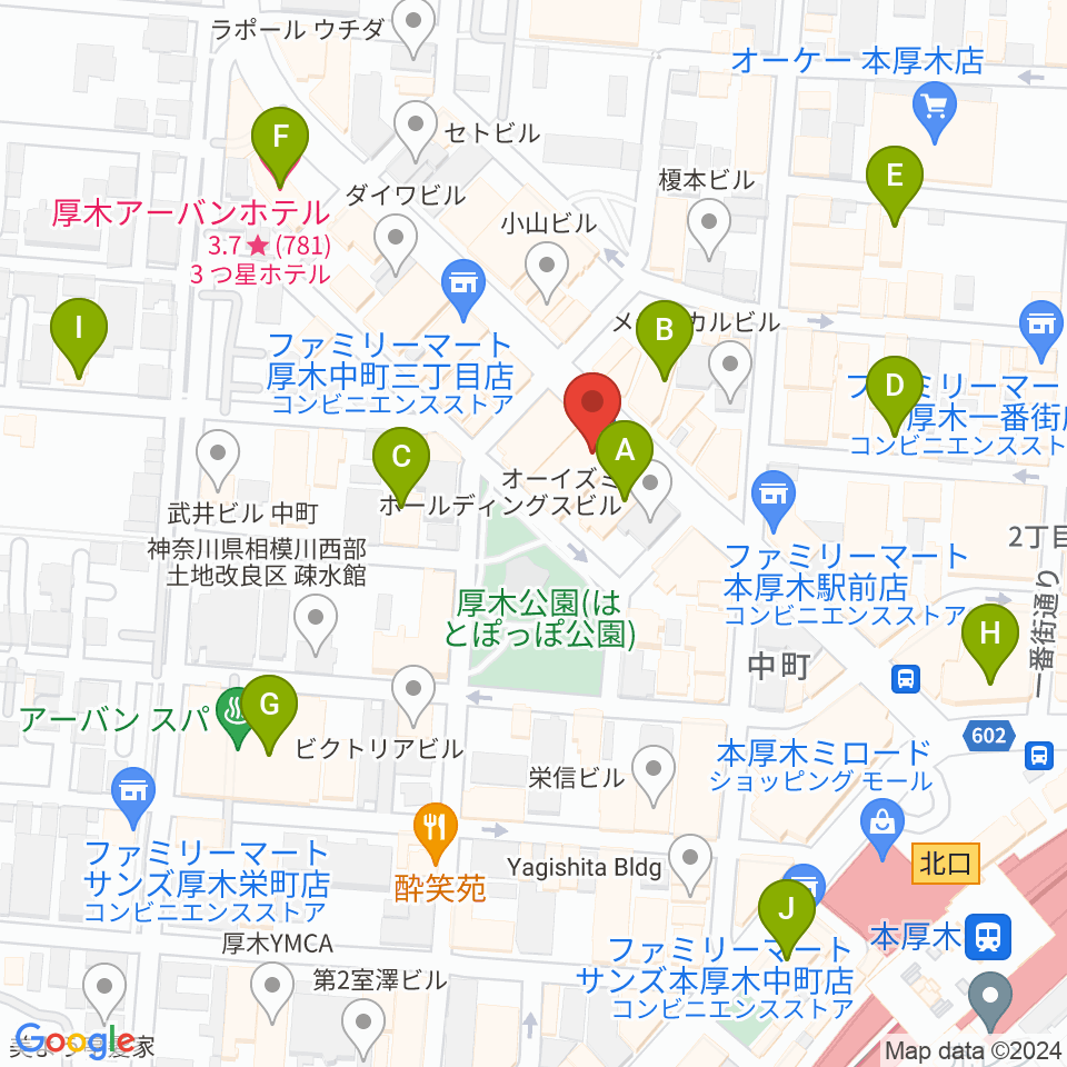 クラウドナインスタジオ 本厚木店周辺のホテル一覧地図