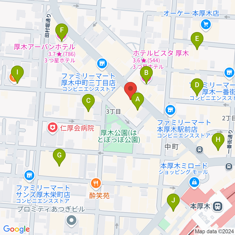 クラウドナインスタジオ 本厚木店周辺のホテル一覧地図